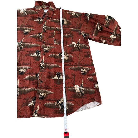 COLUMBIA RIVER LODGE LONG SLEEVE DOG/DUCK AOP RED BUTTON UP MENS LARGE |‎ E2 - Picture 4 of 7